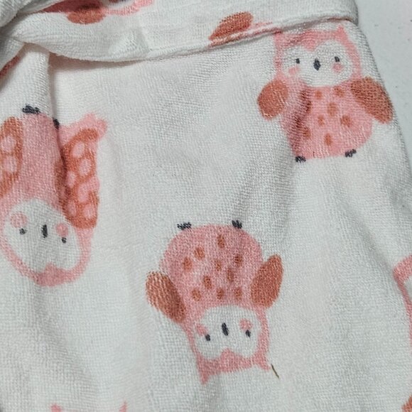 Carters Baby Pink Owl Hooded Bathrobe Size 0-9 Months Soft Terry Cloth Bath Cozy - Picture 3 of 6